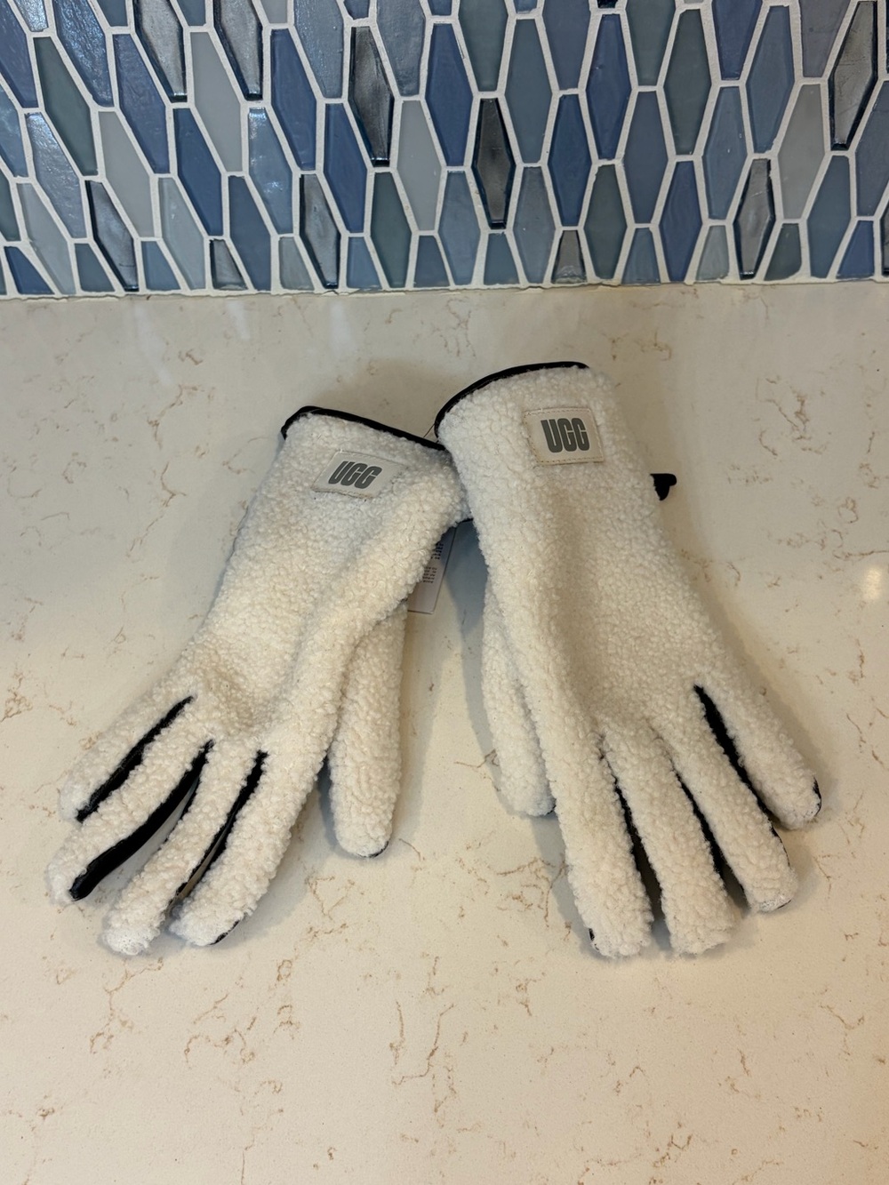 UGG White Sherpa Gloves